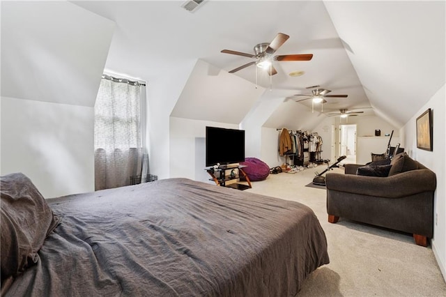 34 Johnston Row NW, Cartersville, GA 30121 - carpeted bedroom featuring vaulted ceiling and a ceiling fan