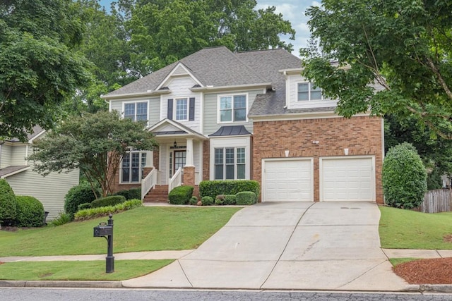 1547 Trilogy Park, Hoschton, GA 30548 - view of front of property featuring concrete driveway, brick siding, an attached garage, and a front yard