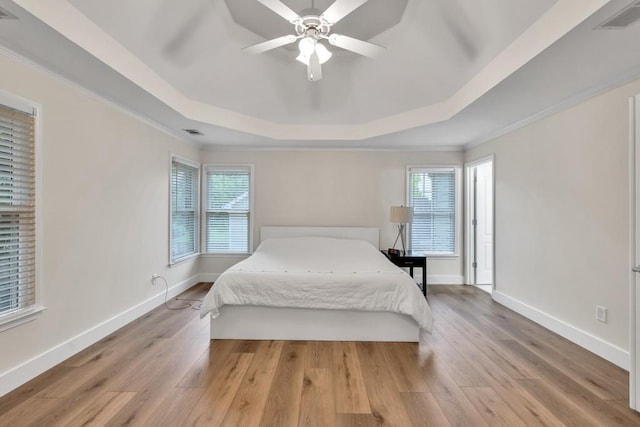 1547 Trilogy Park, Hoschton, GA 30548 - bedroom with a raised ceiling, light wood finished floors, multiple windows, and crown molding