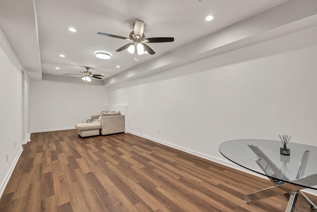 1547 Trilogy Park, Hoschton, GA 30548 - unfurnished room featuring dark wood-type flooring, baseboards, recessed lighting, and a ceiling fan