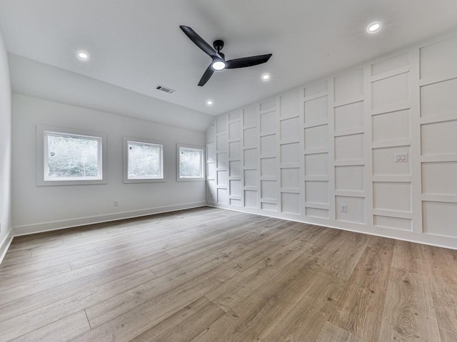356 Henry Scott Rd, Ball Ground, GA 30107 - unfurnished bedroom with baseboards, lofted ceiling, light wood-type flooring, and recessed lighting