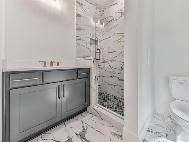 356 Henry Scott Rd, Ball Ground, GA 30107 - full bathroom with marble finish floors, toilet, a marble finish shower, and vanity