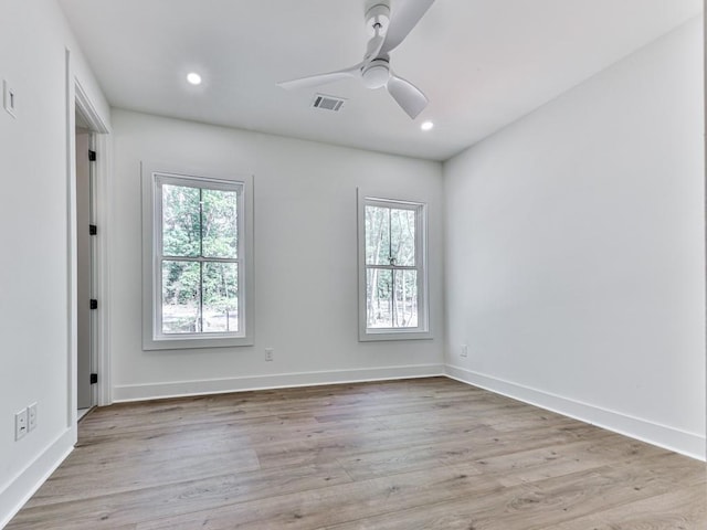 356 Henry Scott Rd, Ball Ground, GA 30107 - empty room featuring a ceiling fan, wood finished floors, recessed lighting, and baseboards