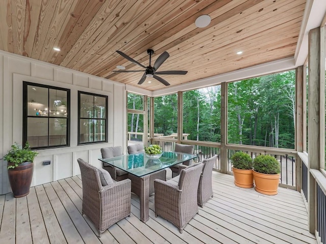 356 Henry Scott Rd, Ball Ground, GA 30107 - sunroom featuring outdoor dining area and a ceiling fan