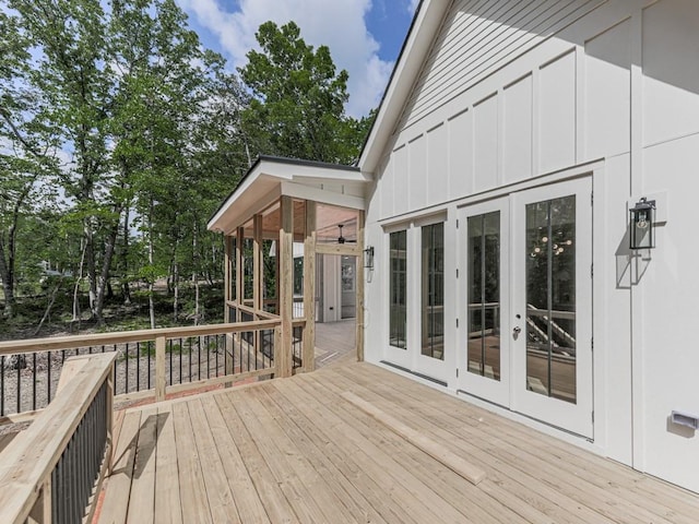 356 Henry Scott Rd, Ball Ground, GA 30107 - deck featuring french doors and view of wooded area