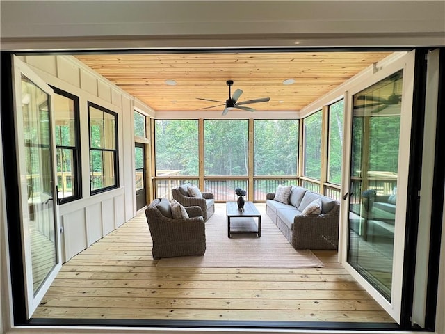 356 Henry Scott Rd, Ball Ground, GA 30107 - sunroom featuring outdoor lounge area and ceiling fan