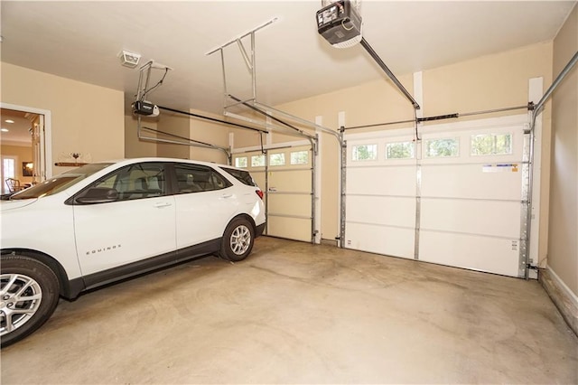 garage with a garage door opener