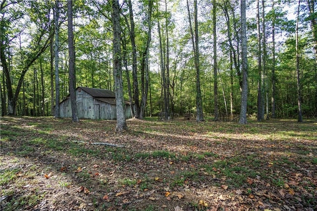 view of yard with an outdoor structure