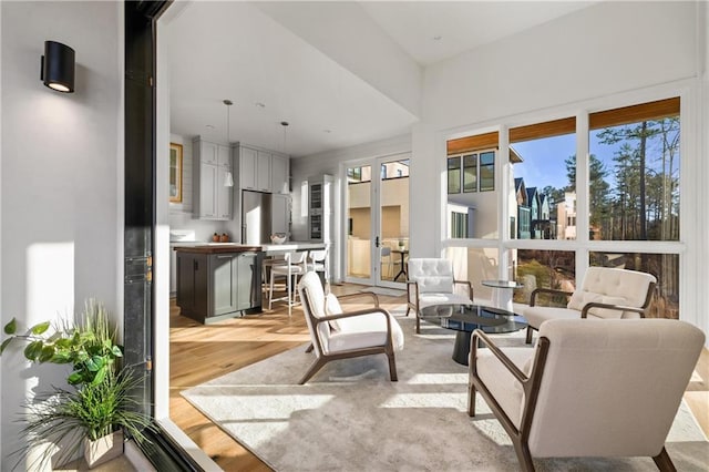 interior space with light hardwood / wood-style flooring