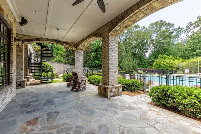 170 Autry Trl, Johns Creek, GA 30022 - view of patio with ceiling fan and stairway