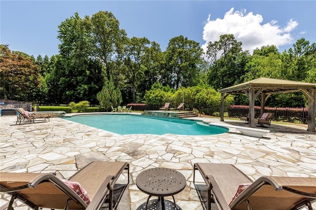 170 Autry Trl, Johns Creek, GA 30022 - outdoor pool featuring a gazebo, a patio, and view of wooded area