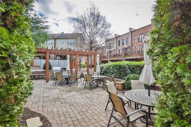 view of patio / terrace featuring a pergola