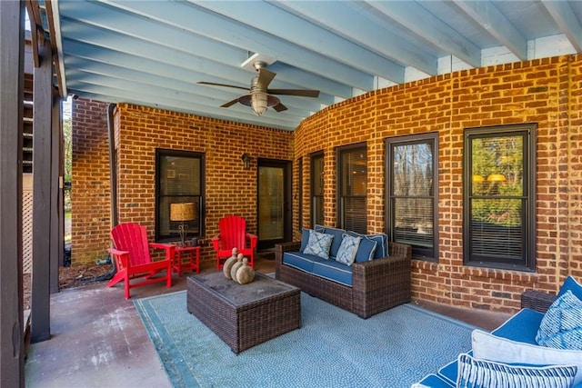 view of patio / terrace featuring outdoor lounge area and ceiling fan