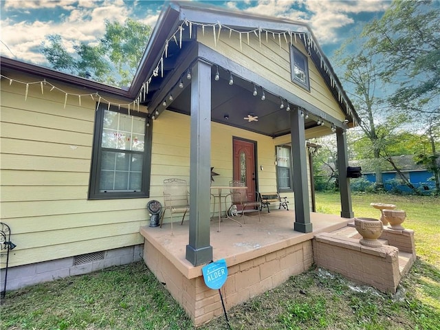 exterior space with covered porch