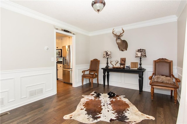 89 Paul Cir, Jasper, GA 30143 - sitting room with crown molding, dark wood finished floors, and wainscoting
