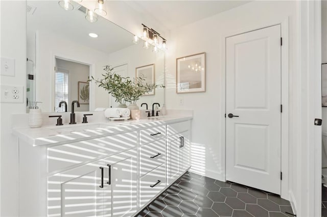 432 Carrera Ln, Acworth, GA 30102 - full bath featuring a sink, tile patterned flooring, double vanity, and visible vents