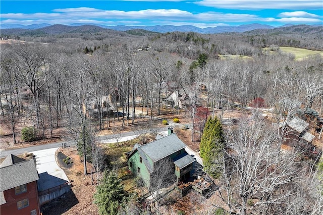 drone / aerial view with a mountain view