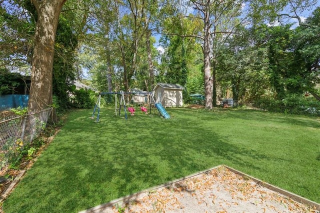 view of yard with a playground