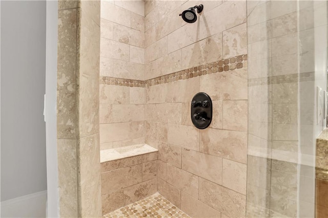 bathroom with a shower stall