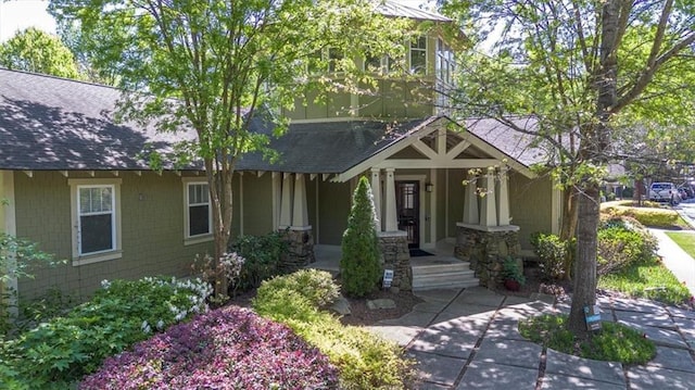 view of front of property with a shingled roof