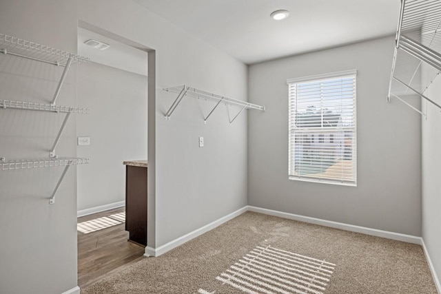 walk in closet featuring carpet