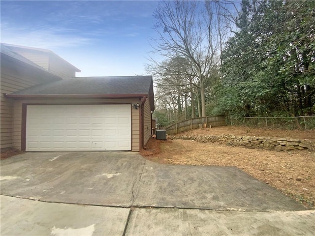 garage with central air condition unit