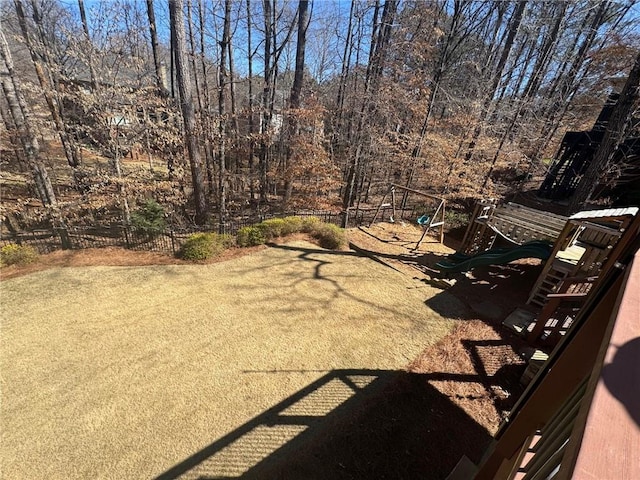 view of yard with a playground