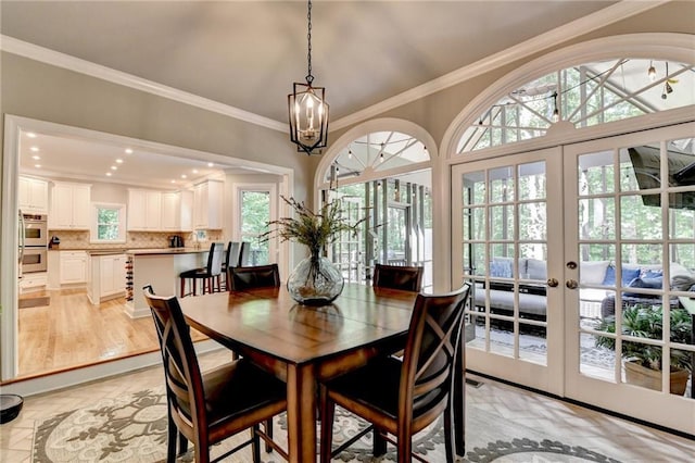 1595 Northcliff Trce, Roswell, GA 30076 - dining room with crown molding and french doors