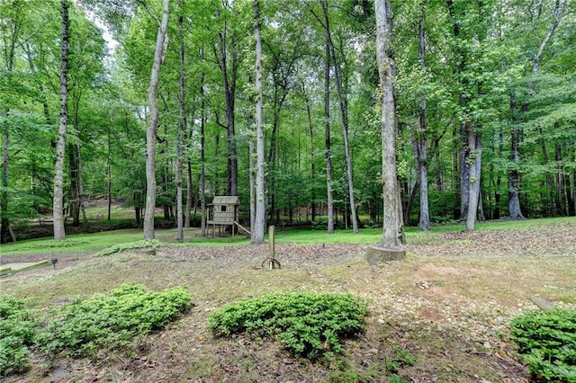 1595 Northcliff Trce, Roswell, GA 30076 - view of yard with a wooded view