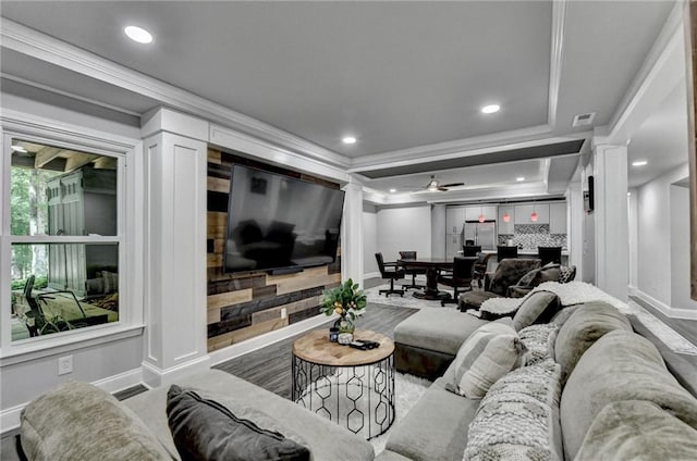 1595 Northcliff Trce, Roswell, GA 30076 - game room featuring coffered ceiling, billiards, french doors, baseboards, and dark wood-style floors