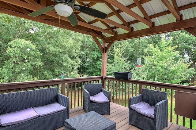 20 Friendship Rd, Euharlee, GA 30145 - wooden terrace with ceiling fan and outdoor lounge area