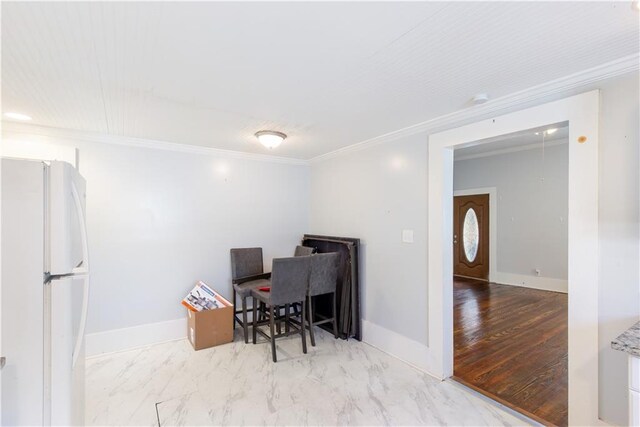 1087 Longley Ave NW, Atlanta, GA 30318 - office with baseboards, ornamental molding, and marble finish floor