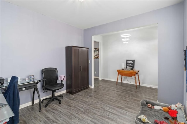 office space featuring hardwood / wood-style floors