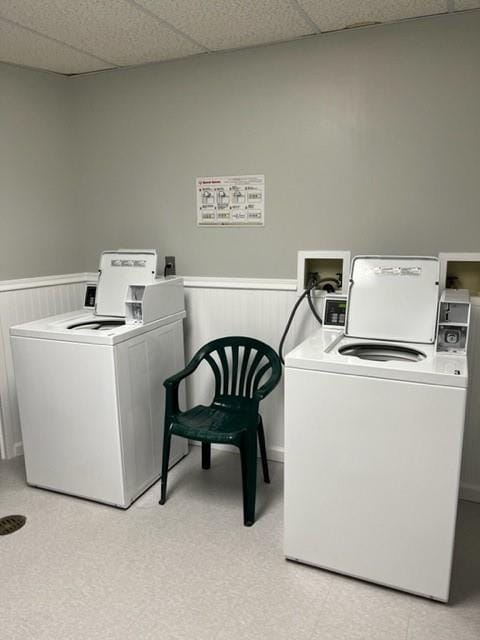 1800 Clairmont Lk Unit 213, Decatur, GA 30033 - community laundry room with wainscoting and independent washer and dryer