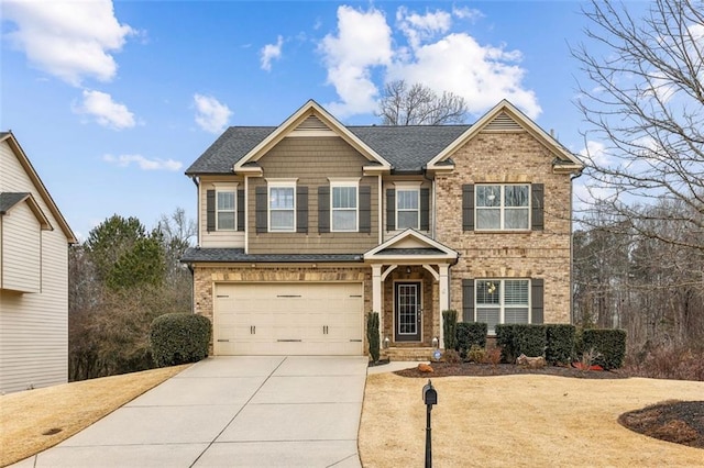 craftsman inspired home with a garage