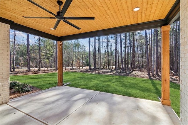 view of patio with ceiling fan