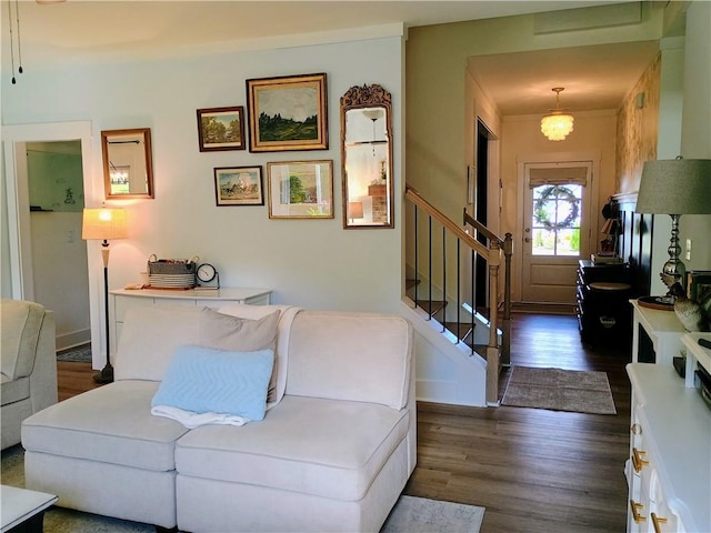 336 White Oak Way, Monroe, GA 30655 - living area with stairs and dark wood finished floors