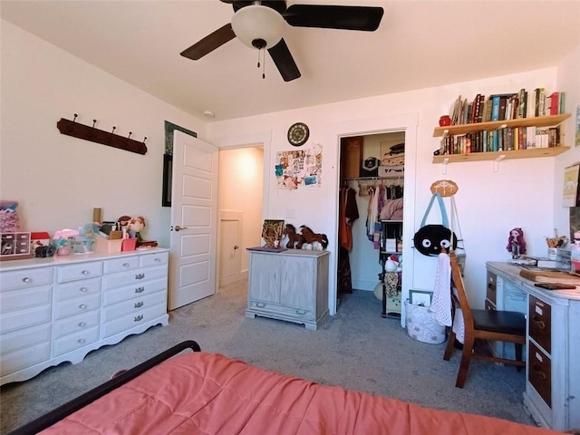 336 White Oak Way, Monroe, GA 30655 - carpeted bedroom with a closet, a ceiling fan, and a walk in closet
