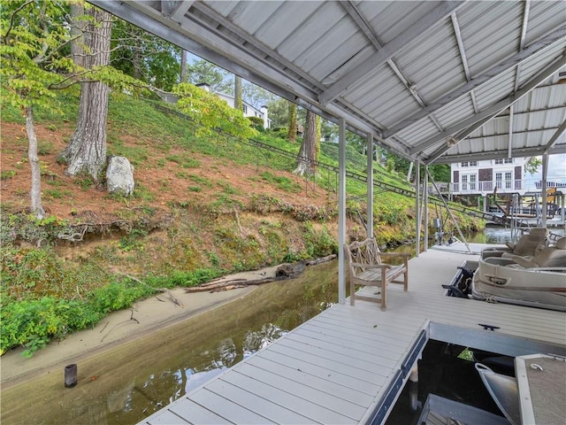 view of dock featuring a water view