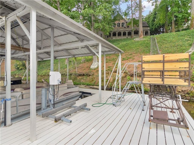 dock area with a wooden deck