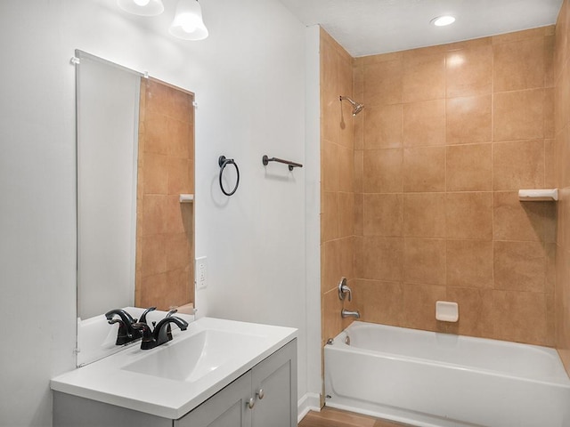 full bathroom with shower / tub combination and vanity