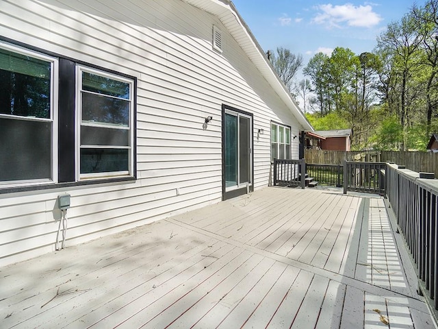 wooden deck featuring fence