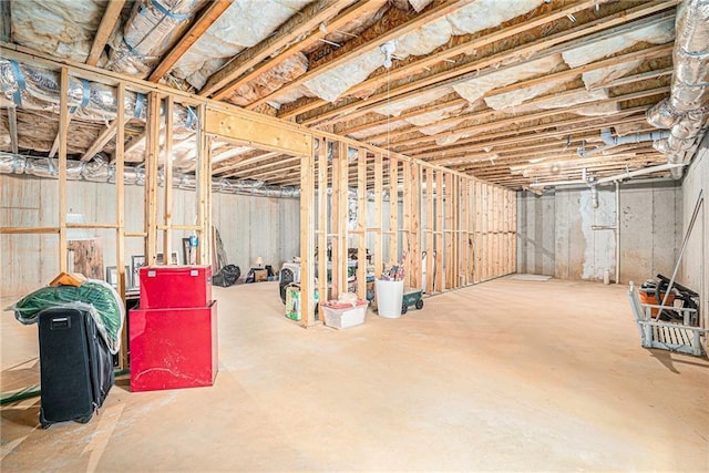 view of unfinished basement