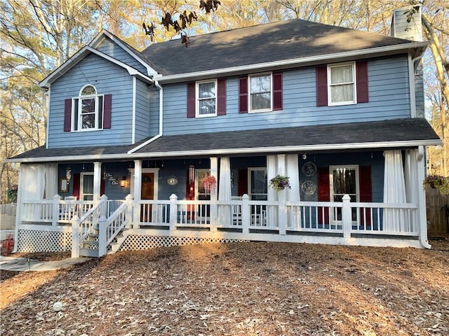 view of front facade featuring covered porch