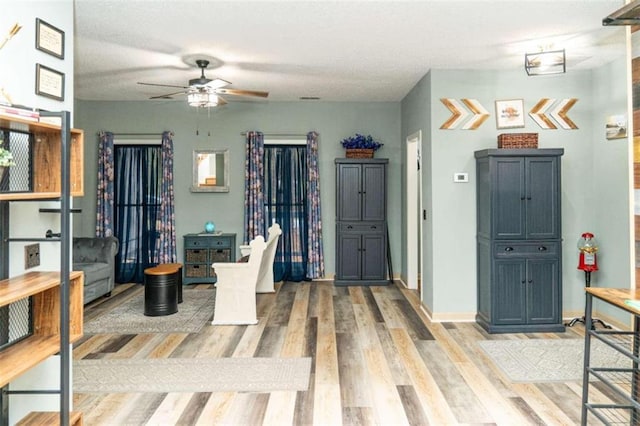 entrance foyer with hardwood / wood-style flooring and ceiling fan