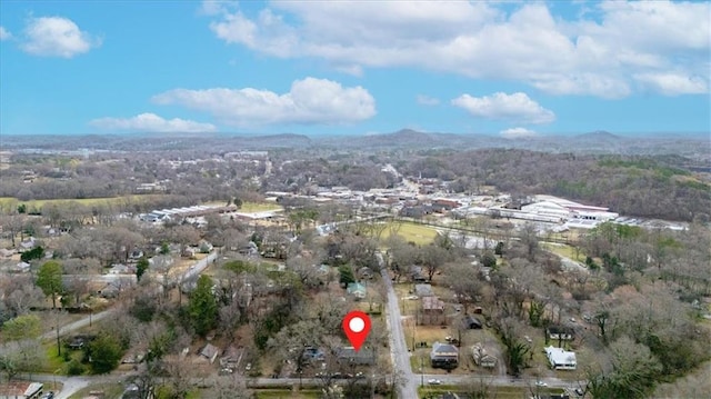 birds eye view of property with a mountain view