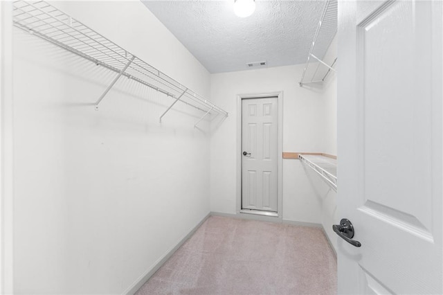 spacious closet with light carpet