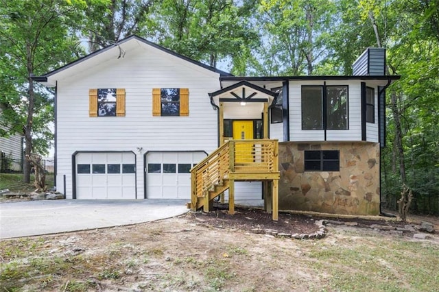 raised ranch with a garage