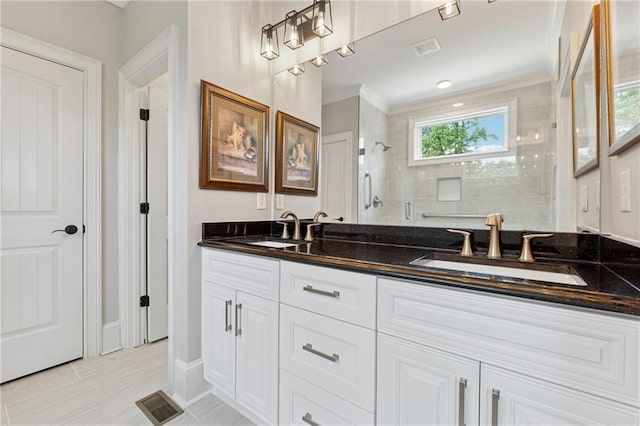 1656 Talking Rock Rd, Jasper, GA 30143 - bathroom with tiled shower, double vanity, and baseboards