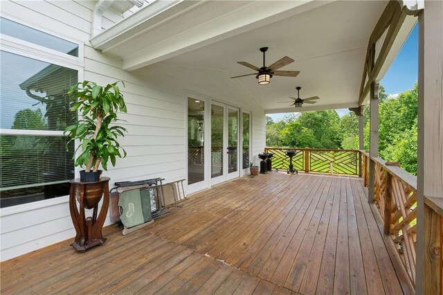 1656 Talking Rock Rd, Jasper, GA 30143 - deck with french doors and a ceiling fan